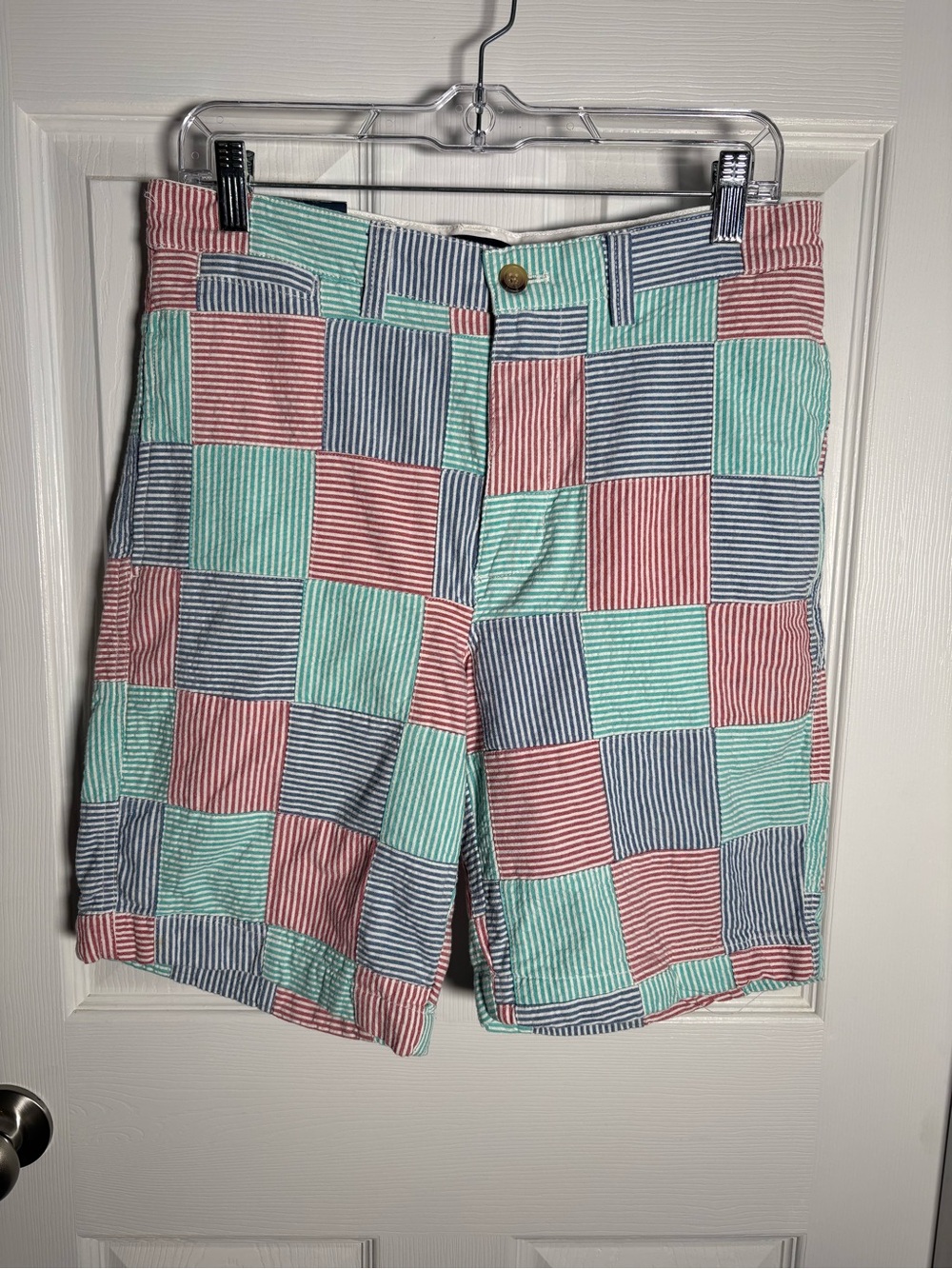 Chaps Patchwork Seersucker Shorts in Mint, Pink & Navy NEW W/ TAGS. MENS SIZE 30